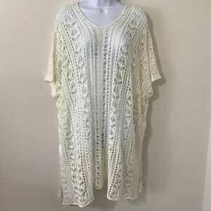 Beachy Boho Bohemian Hippie Oversized Crochet Knit Summer Festival Cover Up OS